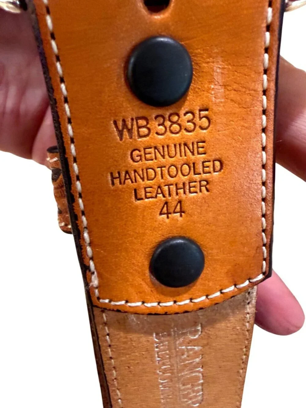 Ranger Belt Co Handtooled Leather Western Belt Croc Emboss Silver Buckle Mens 44